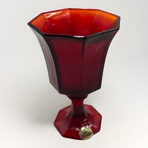 Set Of 4 Vintage Independence Octagonal Ruby Water Goblet - 5 5/8" tall 70s